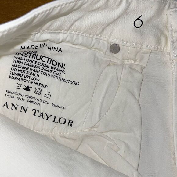 Ann Taylor Womens Low Rise‎ Curvy Fit Skinny Ankle Jeans White Size 6 - Picture 8 of 11